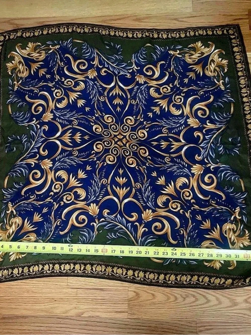 Anne Klein Brown and Gold Ornate Silk Scarf